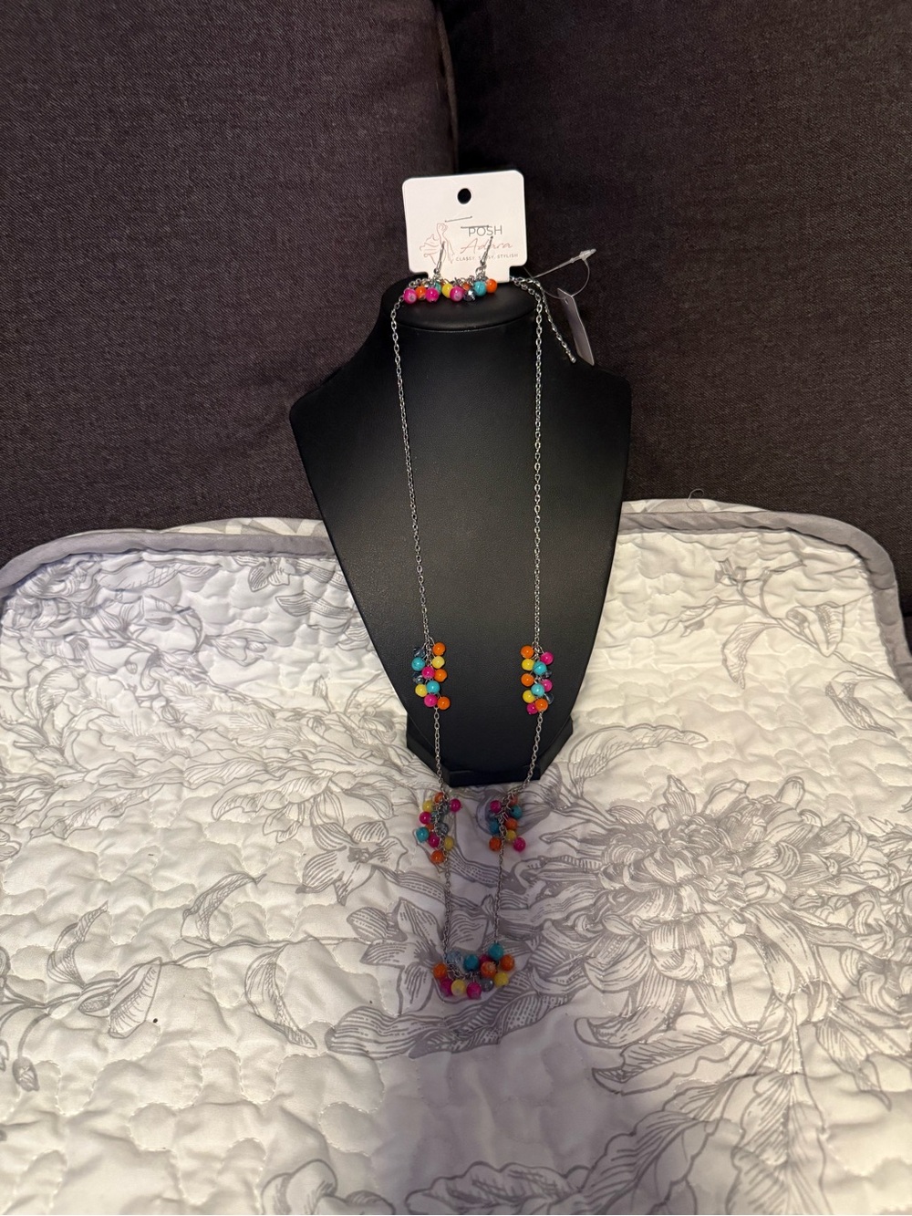Necklace set on display